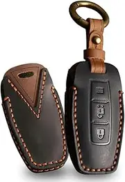 3 Buttons Key Fob Cover with Key Holder Fit for Mitsubishi Outlander 2022 2023 Accessories Keyless Entry Remote Key Case Decorative Protector (Black,A)
