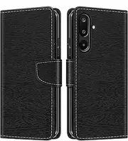 Striped PU Leather Wallet Phone Case Compatible with Samsung Galaxy M16 5G, Slim Magnetic Flip Cover with Card Slots and Stand Function (Black)