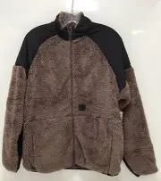 Volcom Men’s Runtime Error Faux Fur Zip Up Jacket In Brown Size Medium