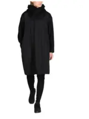 Y-3 by Yohji Yamamoto Women's Hooded Coat Black Techno Fabric Orange Lining Sz S
