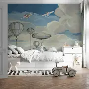 [Namly Design] Wall Paper - Whimsical Whale in Sky