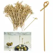 200 Ct Bamboo Knotted Skewers Disposable Cocktail Party Sticks With Knot