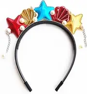 Mermaid Sea Star Hairwear Mermaid Hair Sand Bags Beach Sand Sifter Costume Shells Headbands for Women Mermaid Tail Headband Seashell Crown Mermaid Beach Sifter Blue