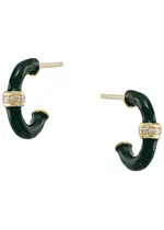 V BY Laura Vann Erin Enamelled Hoop Earrings - Dark Green - One Size One Size