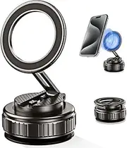 AORVP 2025 Upgraded Vacuum Magnetic Car Phone Holder,360° Adjustable Foldable Strong Suction Mount,Ultra Vacuum Suction Cup for Most Smartphones/Vehicles - Car, Gym, Mirror (Gray)