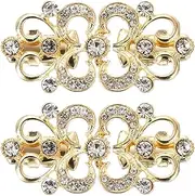 [uxcell] 2pcs Vintage Sweater Clips, Cape Cloak Clasp Retro Cardigan Clips Shawl Collar Clasp Brooch Clip for Women(Gold)