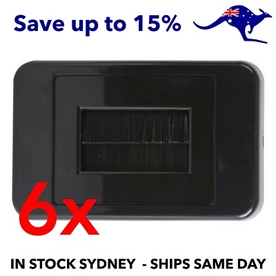Bristle Brush Cable Management Wall Plate GPO Home Theatre TV Black x 6 PIECES
