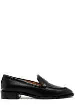 Stuart Weitzman Palmer Sleek Leather Loafers - Black - 7 7