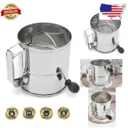 Durable Stainless Steel 8-Cup Flour Sifter with Crank Handle - Clump-Free Baking