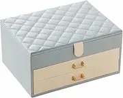 [KJBYFCDIO] Pooavcsiez Jewelry Box Simple Light Luxury Jewelry Box Pu Leather Drawer Three-Layer Jewelry Storage Box Jewelry Storage Box Home Jewellery Box~/