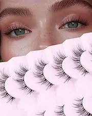 Cat Eye Lashes Natural Look False Eyelashes Fox EyeLash Short Fake Lashes Faux Mink Like Natural Manga 7 Pairs By Onlyall D5