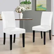 ALFORDSON 2x Dining Chairs Cafe Kitchen High-Back Chair Glossy PU Leather White