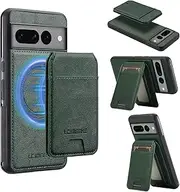 for Google Pixel 7 Pro 5G Wallet Case,for Pixel 7 Pro Flip Case with Vertical Flip Card Slots PU Leather Detachable Phone Cover[Support Magsafe or Wireless Charging]-Green