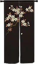 XMJJKUF Long Japanese Noren Doorway Curtain Window Treatment Door Tapestry Bloomy Flowers Tree Printed Door Curtain for Privacy Partition Divider Kitchen Home Decors 33.5" Width x 70.9" Long (Black)