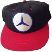 1970s 1980s MERCEDES BENZ TRUCKER BASEBALL CAP HAT, BLACK RED WHITE BLUE VINTAGE