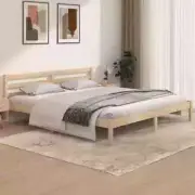 King Size Bed Frame Solid Pine Wood Farmhouse Mattress Base Platform Natural