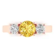 1.5Ct Round Cut Yellow Gemstone Solid Gold Engagement Promise Statement Ring