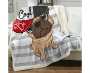 Be Cool Pug Dog Throw Blanket