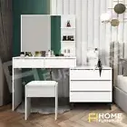 Dressing Table Stool Mirror Jewellery 5 Drawers Storage Cabinet Organizer White