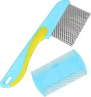 Acooruiteng 2 Pcs Lice Combs Plastic Lice Comb Head Lice Combs Stainless Steel Headlice Comb Reusable Head Lice Comb for Dogs,Cats,Removes Louse
