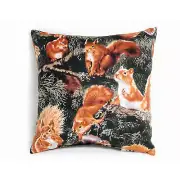 Balsam Fir Filled Squirrels On Pine Tree Pillow 7" X 7"