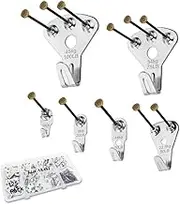FUZANWJ Picture Hangers, 125Pcs Heavy Duty Picture Hanging Kit, Picture Hanging Hooks with Nails, Wall Hangers, Wall Hanging Kit for Drywall/Wooden Wall, Holds 10-100 lbs(Silver)