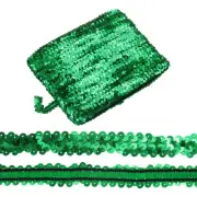1-Pack Elastic Sequins Trim, 16 Yards 0.8 Inch 2 Row for Crafts [Green]