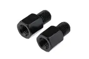 Black Motorcycle Mirror Adapters Bolts - Clockwise RH 8mm to Clockwise RH 10mm