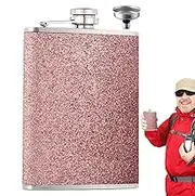 Drinking Liquor Flask,Hip Flask 8oz Alcohol Flask with Funnel | Glitter Leak-Proof Liquor Flask Portable Drinking Pot for Women & Men