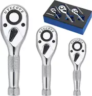 Ratchet Set 3Pcs-1/4 Drive Ratchet, 3/8" Drive Ratchet, 1/2" Drive Ratchet, Mini
