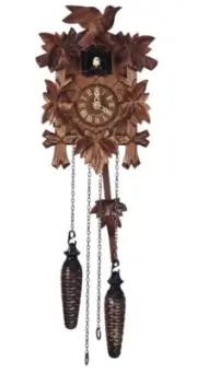 Quartz Cuckoo Clock 5 leaves, bird, with music SC Q 70/9 NEW