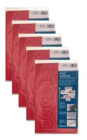 Chartpak 3-inch Red Stick-on Vinyl Letters & Numbers (01072), 5 PACKS