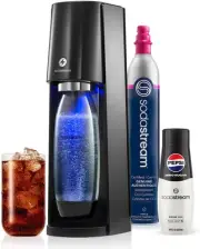 E-TERRA Sparkling Water Maker (Black) with CO2, Carbonating Bottle, and Pepsi® Z