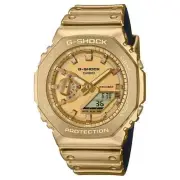 Casio G-Shock 2100 Series Gold Dial Silicone Band Watch GM2100YMG9A9 New + Boxed