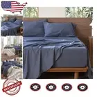 Luxury Twin Size Bedding Sheet Set - 100% Washed Cotton in Heathered Blue