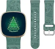 [Crodi] Engraved Winter Band Compatible with Fitbit Versa 4/Versa 3/Sense 2/Sense Bands Women Men, Soft Silicone Sports Straps Breathable Holiday Wristband for Fitbit Versa 4 Bands