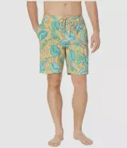 $166 Rip Curl Mens Yellow Floral Swim Swimwear Trunks Surf Swimming Shorts US 32