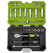 Draper Expert Metric Socket Set 1/4"D Hex Green 25 Piece Deep & Standard 04463