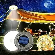 Solar Camping String Lights, 33Ft Ultra Long String, Solar Powered, Portable Rechargeable Waterproof String Light for Party Festival, Decorations