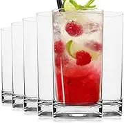 Vivocci Unbreakable Tritan Plastic Water Drinking Glasses 16 oz | Ideal for Juice Beverages & Cocktails | Shatterproof Barware | Highball Tall Clear Cup Tumblers | Dishwasher Safe Drinkware | Set of 6