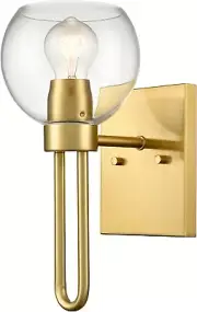 Gold Wall Sconce Mid-Century Modern Brass Wall Light Globe Light Glass Shade