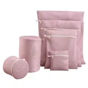 6Pcs Mesh Washing Bag Pack Laundry Bags Lingerie Delicate Clothes Wash Bags-Pink