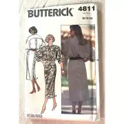 4811 Butterick Sew Pattern 80's Blouson Bodice Dolman Sleeve Shirt Dress Sz 8-12