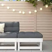 Sectional Sofa Garden Footstool with Cushion White Solid Wood Pine