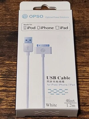iPhone 4s Cable OPSO [Apple MFi Certified] 30 pin to USB Sync and Charging Cable