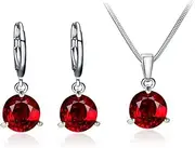 [Salanda] Jewelry Set Heart Pendant Necklace and Earrings Set Cubic Zirconia Jewellery for Women