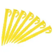 12Pcs Tent Stakes Plastic Pegs 14cm/5.5 Inch Serrated Edges with Hook Yellow
