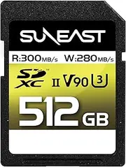 SUNEAST SDXC CARD 512GB MAXIMUM 300MB/s UHS-II V90 pSLC U3 4K 8K ULTIMATE PRO PROFESSIONAL MEMORY CARD SE-SDU2512GA300