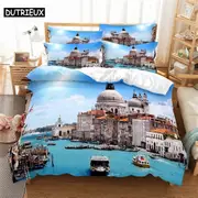 v622 Bed Sheets Eiffel Tower Bedding Set Duvet Cover Set Bedding Digital Printing Bed Linen Queen Size Bedding Set Fashion Design 3-Piece Bedding Set