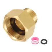 Brass Pipe Fitting, 3/4" g Female × 1/2" NPT Male Hex Nipple Pipe Adapter